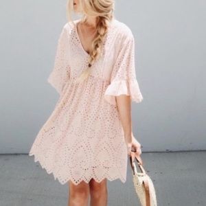 Anthropologie Akemi + Kin Brooke Eyelet Swing Dress Peach